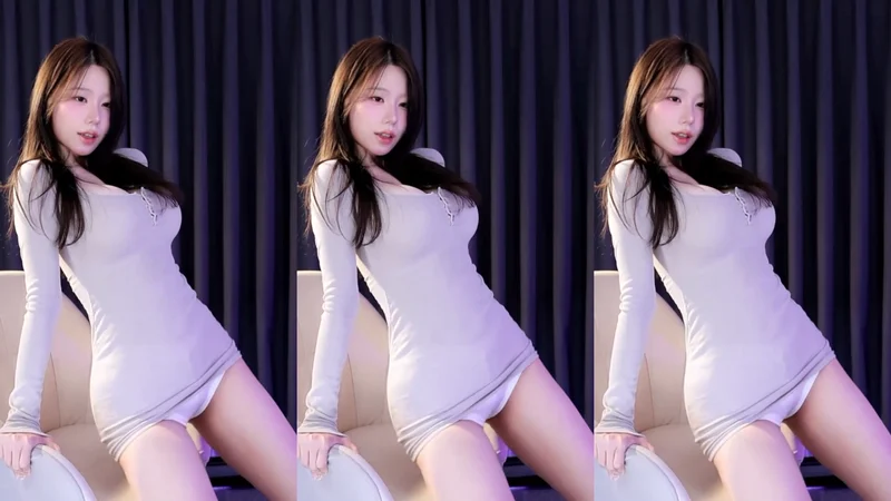 타이트한 회색 원피스 하얀 속바지 BJㅎㅇ파