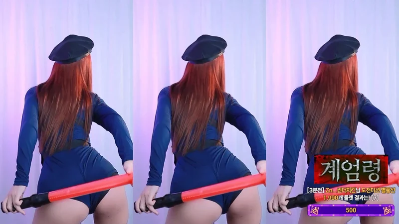 폴리스 점프수트 쫄쫄이 BJㅋㅇ연 엉덩이